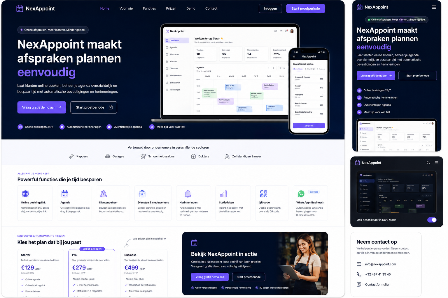 NexAppoint dashboard voorbeeld